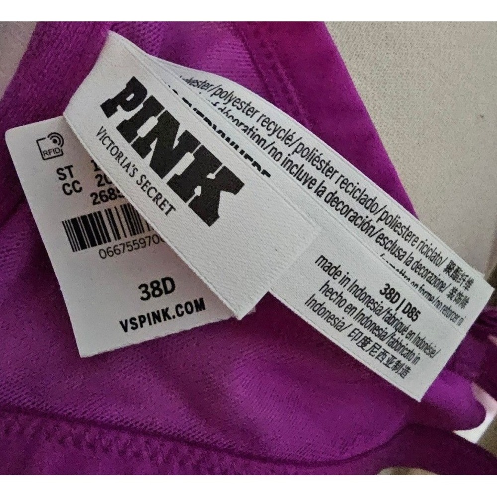 NWT Victorias Secret PINK Wear Everywhere Lightly Lined Bra Pink 38D Underwire - Picture 6 of 6